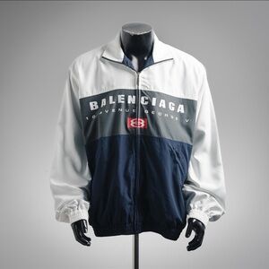 Balenciaga Men's Tri-Tone Windbreaker - White, Gray, Navy